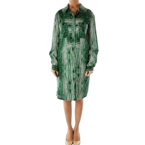 Derek Lam for‎ Design Women’s Nation Green Button-down Cotton Shirt Dress Sz Med - Picture 1 of 6